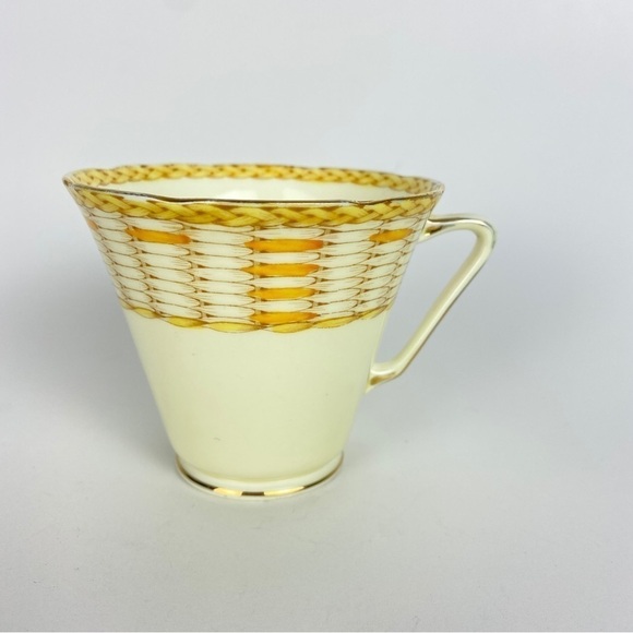 Craft on raffia bone China yellow orange basket weave single teacup. - Picture 1 of 5